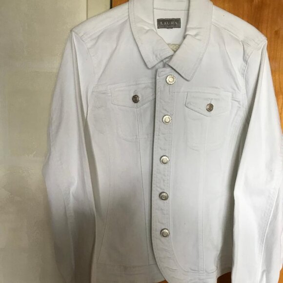 Ladies White Jean Jacket size Large - Picture 3 of 3